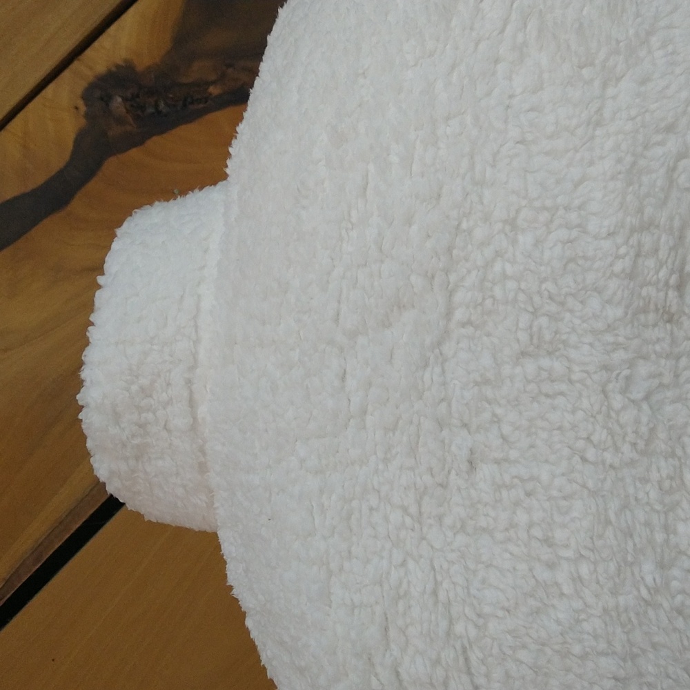NEW! Men's Faux Shearling Sherpa Half Zip-Up Sweatshirt Pullover, White - Picture 7 of 14